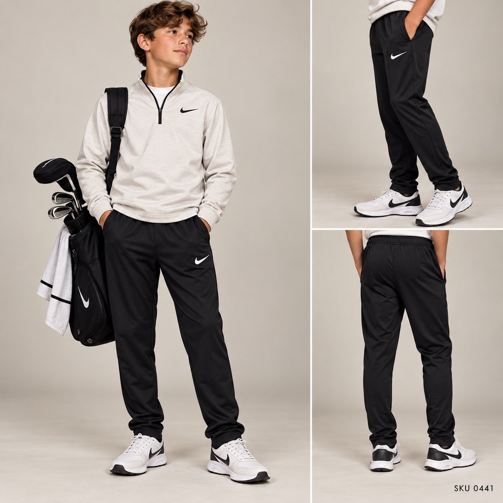 Nike Dri-FIT Boys Training Pants Black Athletic Joggers Size Large L 0441